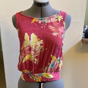 Floral Print Sleeveless Tank Top - Red